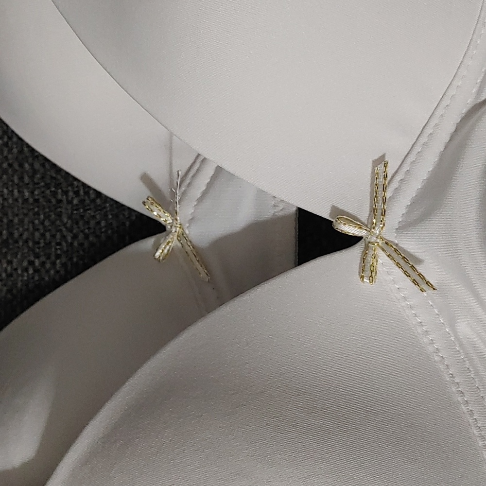 Two Nicole Miller White Bras with Bow Accent - Picture 4 of 7